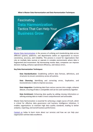 What is Master Data Harmonization and Data Harmonization techniques