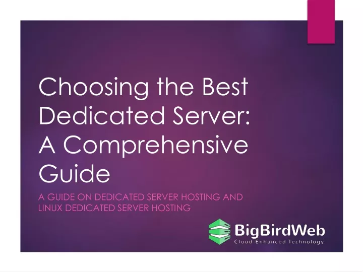 choosing the best dedicated server