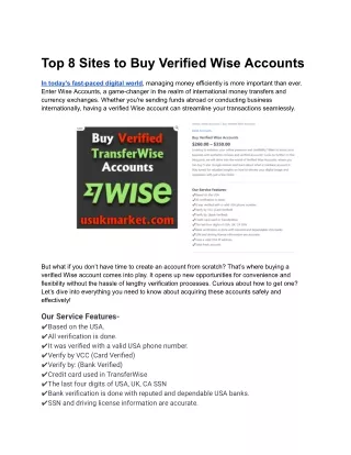 Top 8 Sites to Buy Verified Wise Accounts 2024