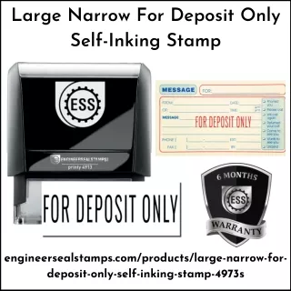 Large Narrow For Deposit Only Self-Inking Stamp