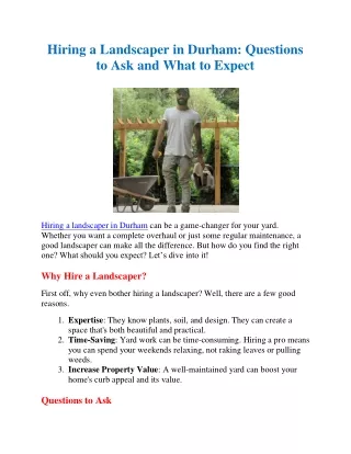 Hiring a Landscaper in Durham Questions to Ask and What to Expect