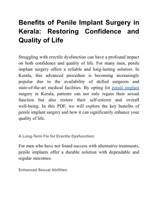 Benefits of Penile Implant Surgery in Kerala_ Restoring Confidence and Quality of Life