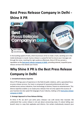 best press release company in delhi shine x pr