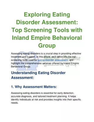 Exploring Eating Disorder Assessment_ Top Screening Tools with Inland Empire Behavioral Group