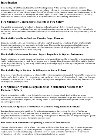 Highly Efficient Fire Sprinkler System Design in Stockton