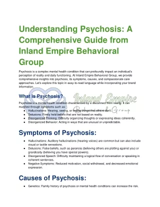 Understanding Psychosis_ A Comprehensive Guide from Inland Empire Behavioral Group