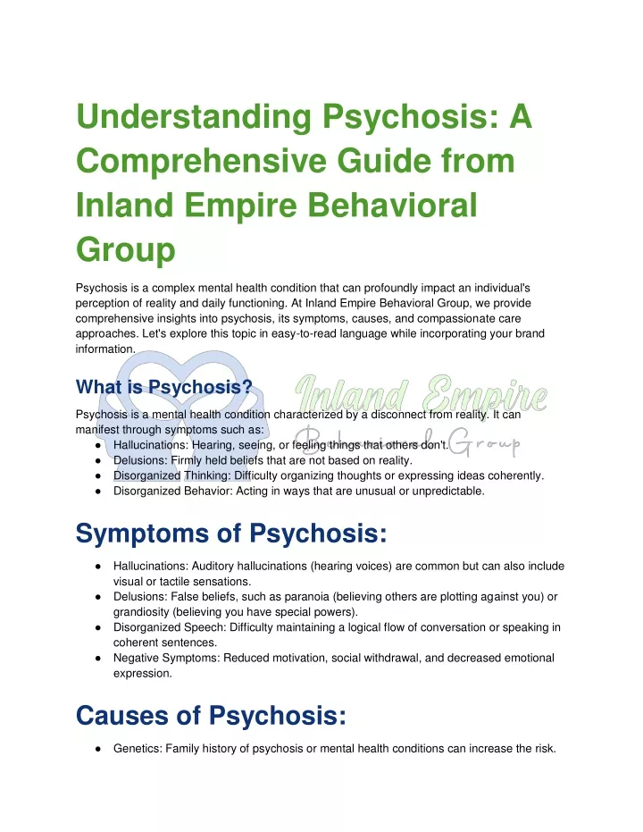 understanding psychosis a comprehensive guide