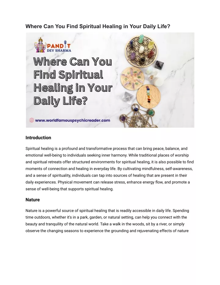 where can you find spiritual healing in your