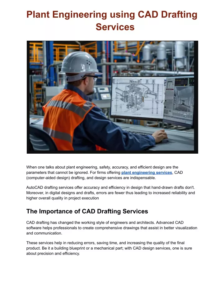 plant engineering using cad drafting services