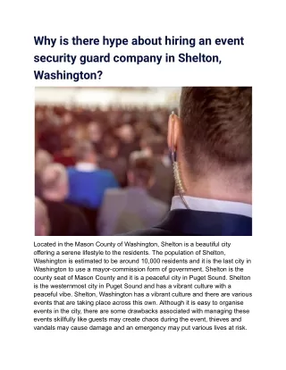 Why is there hype about hiring an event security guard company in Shelton, Washington