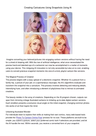 creating caricatures using snapshots using ai