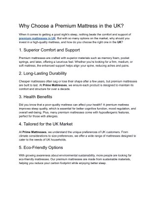 Why Choose a Premium Mattress in the UK?