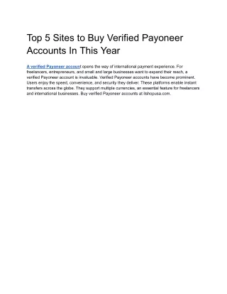 Top 5 Sites to Buy Verified Payoneer Accounts In This Year