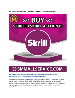 Buy verified skrill accounts - 100% Safe, All Country - smmallservice