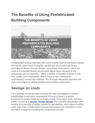 The Benefits of Using Prefabricated Building Components