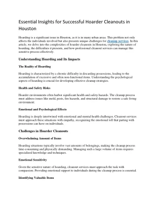 Essential Insights for Successful Hoarder Cleanouts in Houston