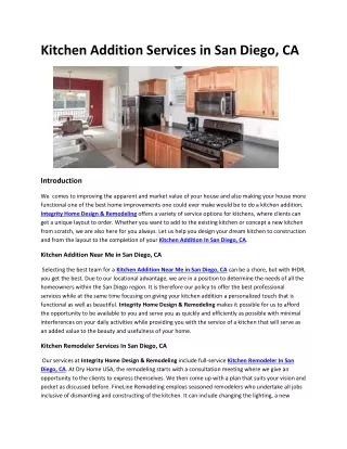 Kitchen Addition Services in San Diego