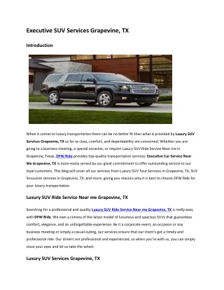 Executive SUV Services Grapevine