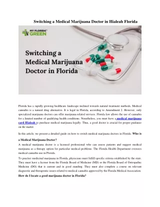 Switching a Medical Marijuana Doctor in Florida