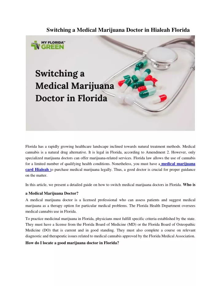 switching a medical marijuana doctor in hialeah