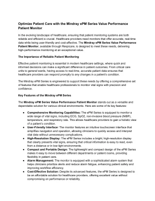 optimize patient care with the mindray epm series