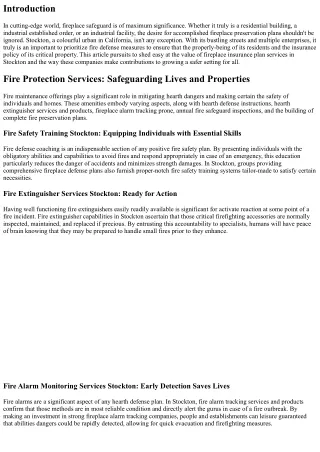 Creating a Safer Environment with Comprehensive Fire Protection Plans in Stockto