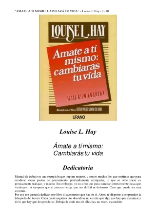 22. Ámate a Ti Mismo_ Cambiarás Tu Vida autor Louise Hay
