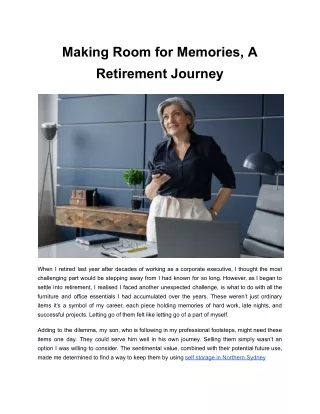 Making Room for Memories, A Retirement Journey