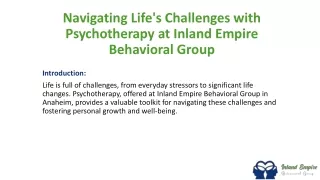 Navigating Life's Challenges with Psychotherapy at Inland Empire