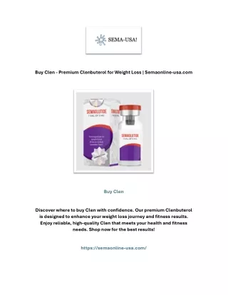 Buy Clen - Premium Clenbuterol for Weight Loss | Semaonline-usa.com
