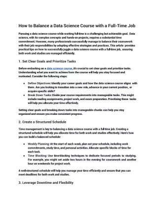 how to balance a data science course with a full