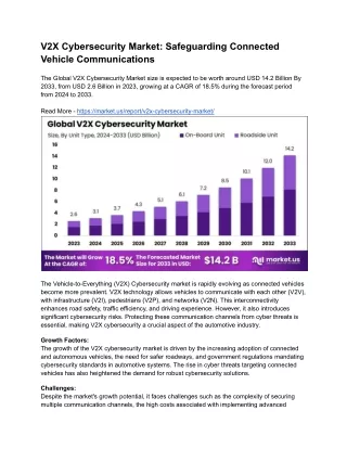 V2X Cybersecurity Market: Protecting the Cybersecurity of Smart Cars