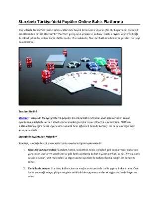 starzbet t rkiye deki pop ler online bahis