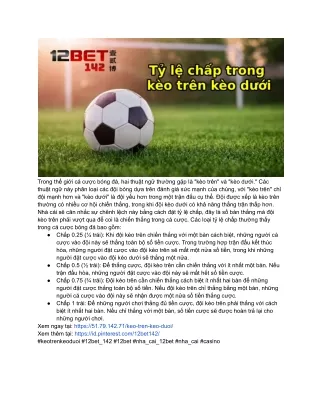 Kèo trên kèo dưới tại 12BET 142 - Cách đọc kèo để không bị lừa