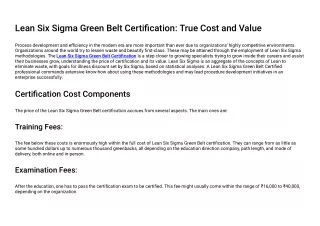 Lean Six Sigma Green Belt Certification  | Classifyq