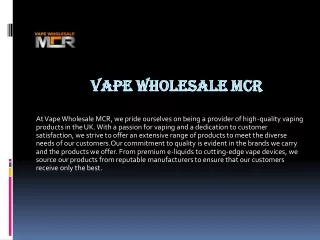 Vape Wholesale MCR: Premium Disposable Vapes