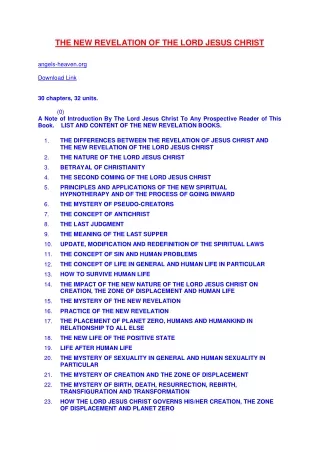 THE NEW REVELATION OF THE LORD JESUS CHRIST