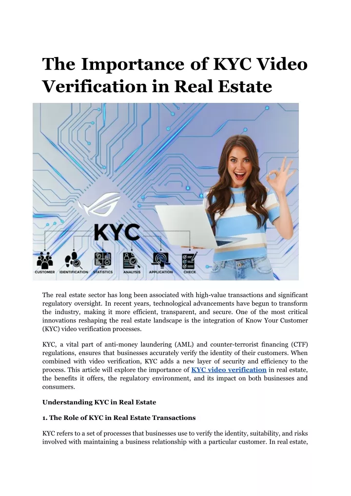 the importance of kyc video verification in real