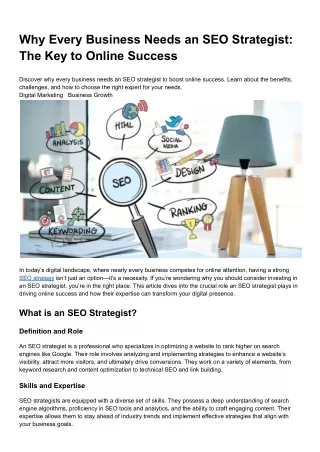 SEO Why Every Business Needs an SEO Strategist: The Key to Online SuccStrategist