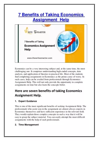 7 Benefits of Taking Economics Assignment Help