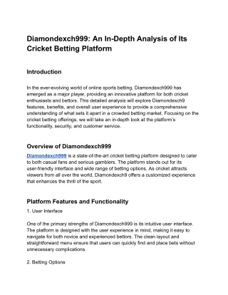 diamondexch999 an in depth analysis