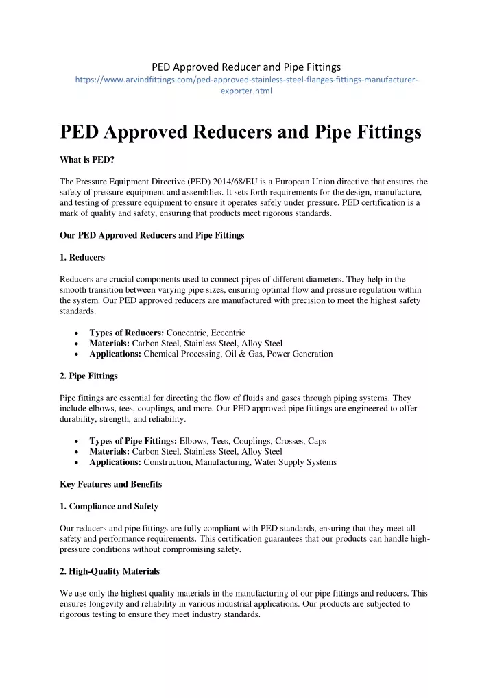 ped approved reducer and pipe fittings https