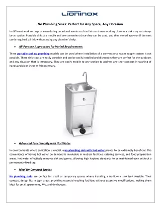 No Plumbing Sinks Perfect for Any Space, Any Occasion