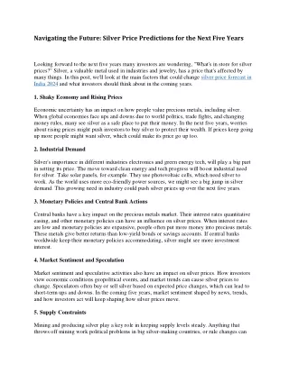 Navigating the Future Silver Price Predictions for the Next Five Years