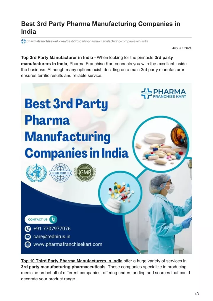 best 3rd party pharma manufacturing companies