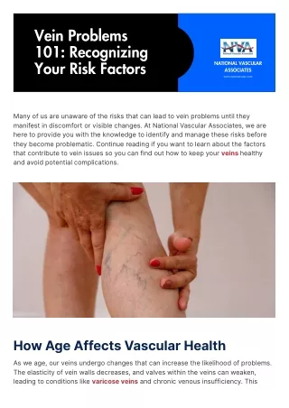 Vein Problems 101 Recognizing Your Risk Factors