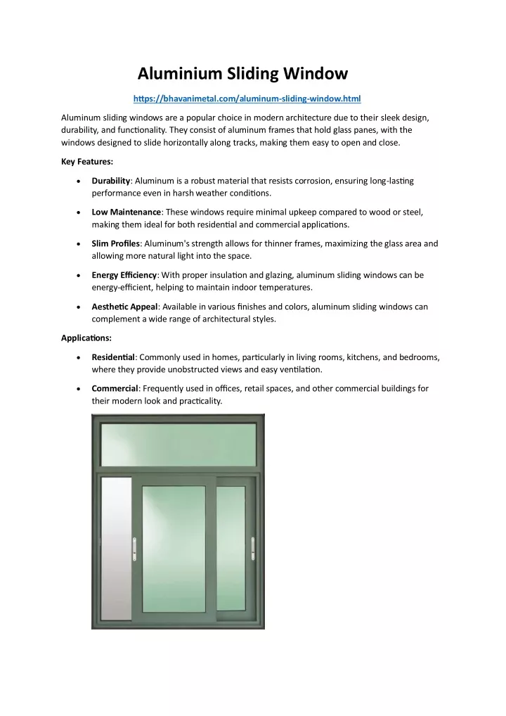 aluminium sliding window