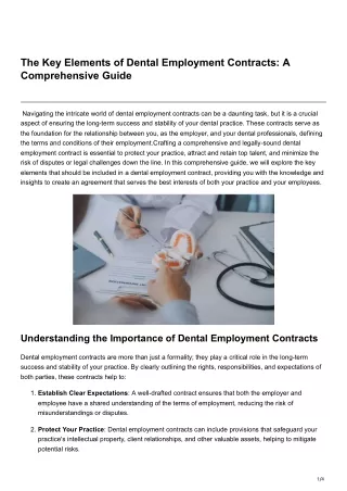 the key elements of dental employment contracts