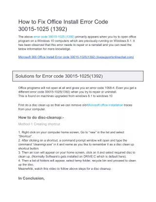 how to fix office install error code 30015 1025