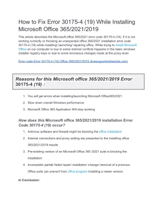 how to fix error 30175 4 19 while installing